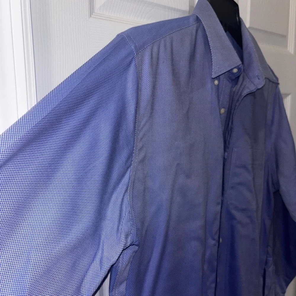 Peter Millar Nanoluxe Easy Care Button Down Shirt Blue White Plaid Mens L - Picture 3 of 6